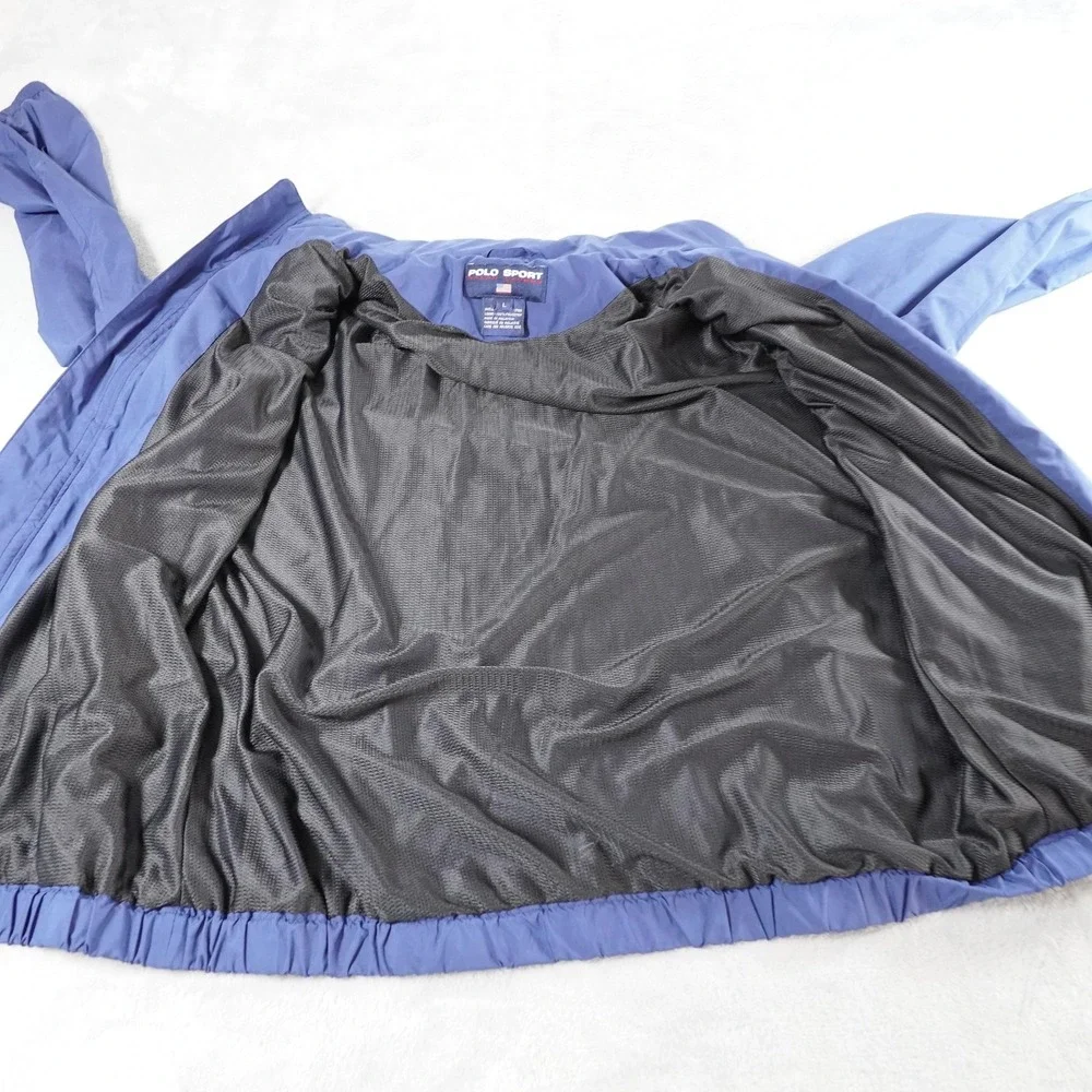Polo Sport Ralph Lauren Jacket Mens L Blue Windbreaker Hooded Lightweight Vtg 90